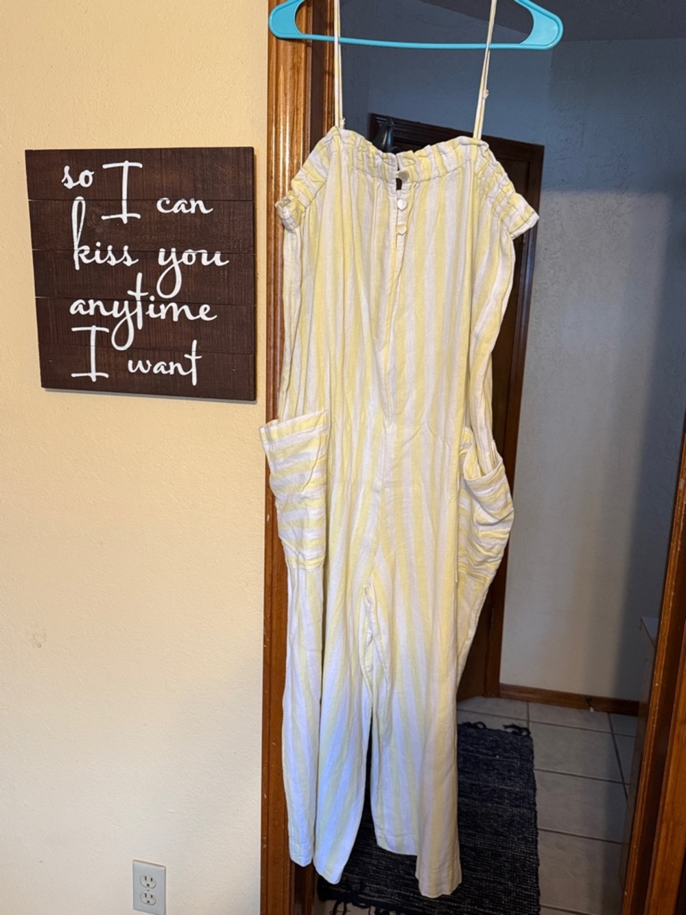 Stoney Clover Lane Yellow & White Striped Jumpsuit